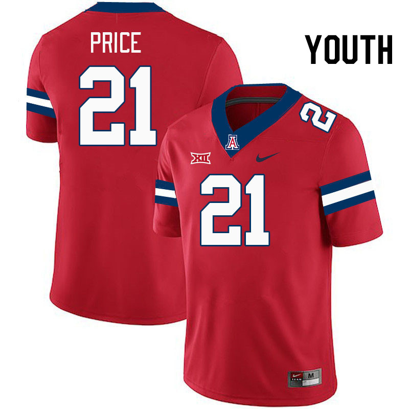 Youth #21 Johno Price Arizona Wildcats Big 12 Conference College Football Jerseys Stitched-Red